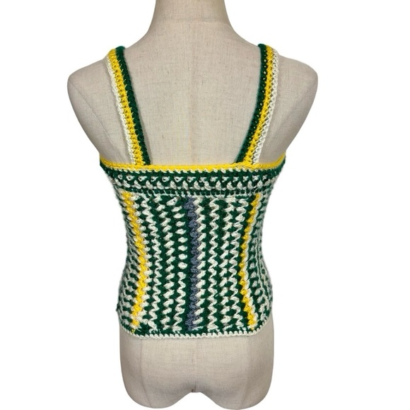 Vintage Handmade Granny Crochet Knit Button Corset Style Bustier Tank Top Vest - Picture 4 of 10